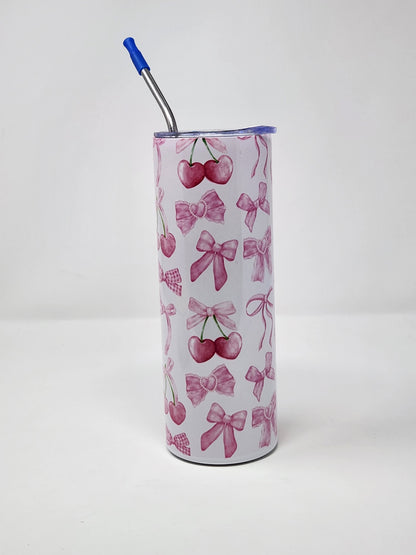 Coquette Design Pink Bows Tumbler/Gift for Friend/Gift For Girl/pink bow tumbler/cute drink tumbler