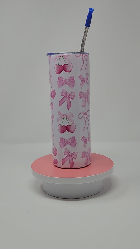 Coquette Design Pink Bows Tumbler/Gift for Friend/Gift For Girl/pink bow tumbler/cute drink tumbler